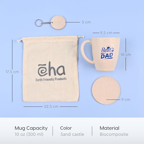 Eha Biodegradable Earth-Friendly Best Dad Ever Coffee Mug | Best Gift for Father's Birthday | Gift for Father | Set of 1 | 300 ml | Coffee Mug | Made with Rice Husk| Sand Castle - Image 2