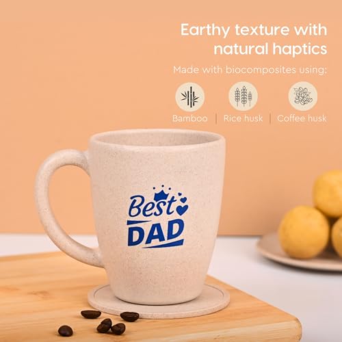 Eha Biodegradable Earth-Friendly Best Dad Ever Coffee Mug | Best Gift for Father's Birthday | Gift for Father | Set of 1 | 300 ml | Coffee Mug | Made with Rice Husk| Sand Castle - Image 4