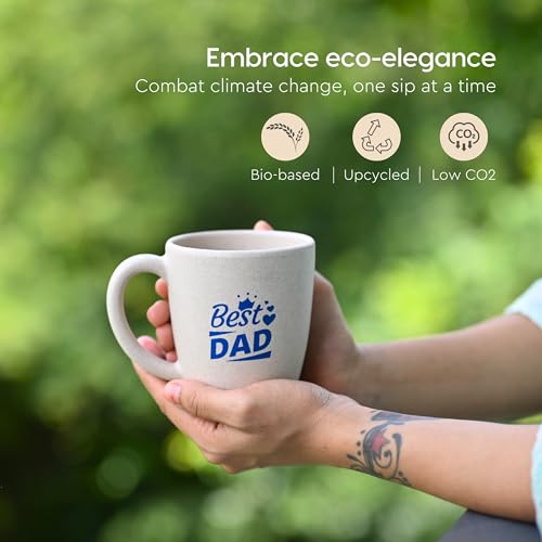 Eha Biodegradable Earth-Friendly Best Dad Ever Coffee Mug | Best Gift for Father's Birthday | Gift for Father | Set of 1 | 300 ml | Coffee Mug | Made with Rice Husk| Sand Castle - Image 5