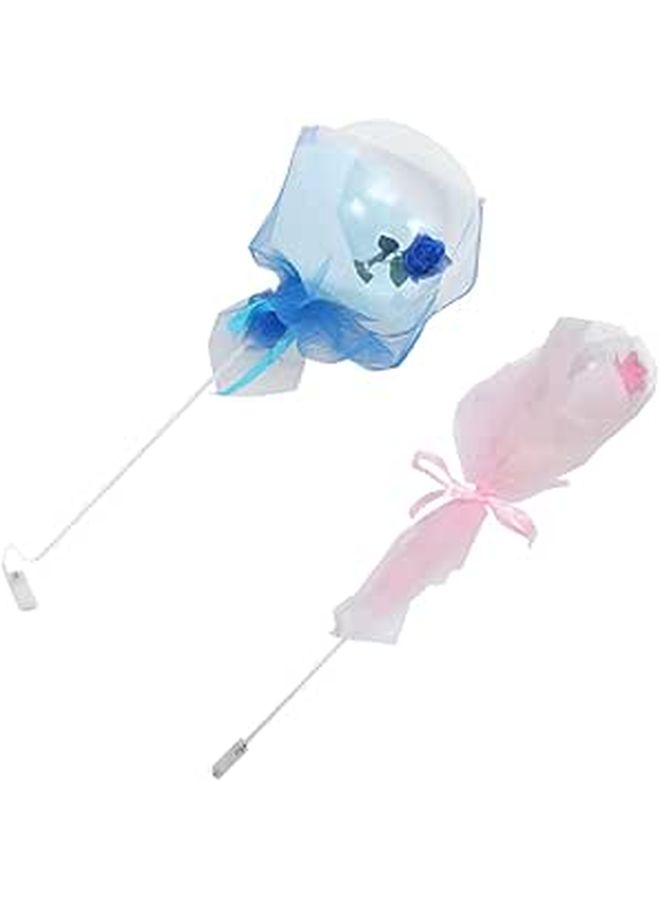 LED Balloon Rose Bouquet Pink Blue Glowing Wedding Party Decoration No Battery - Image 1
