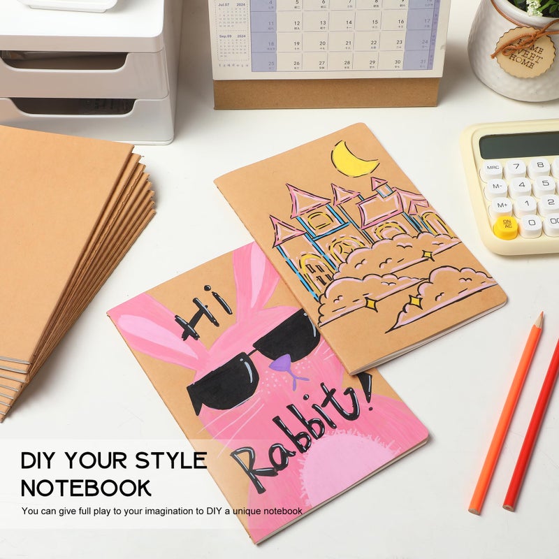 miikoul 24 Pack Blank Kraft Notebooks  8.3X5.5 Inches A5 Small Journals Bulk Blank Notebooks 80 Gsm Unlined With 60 Pages A5 Subject Notebooks Traveler Journal Set For Adult Students Gift School Office Supplies - Image 4