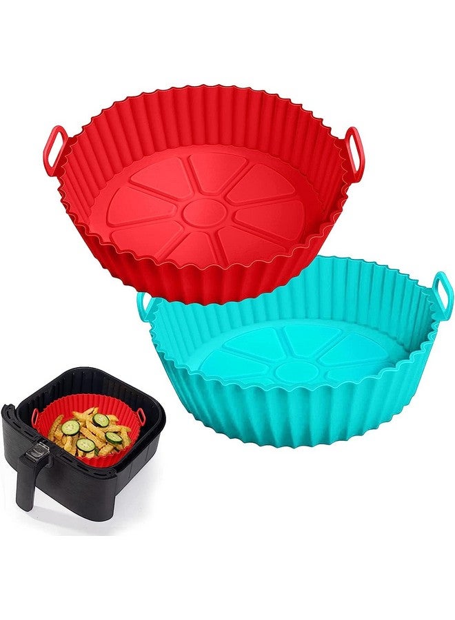 VAVSU Silicone Air Fryer Liners, Air Fryer Silicone Basket Bowl for 3 to 5QT, Replacement of Flammable Parchment Paper, Reusable Baking Tray Oven Accessories(Top 8in, Bottom 6.75in,Multicolor) (2) - Image 1