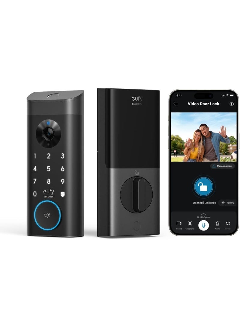 eufy Security Video Smart Lock E330, 3-in-1 Camera+Doorbell+Fingerprint Keyless Entry Door Lock, WiFi Door Lock,App Remote Control,2K HD,Doorbell Camera,No Monthly Fee - Image 1