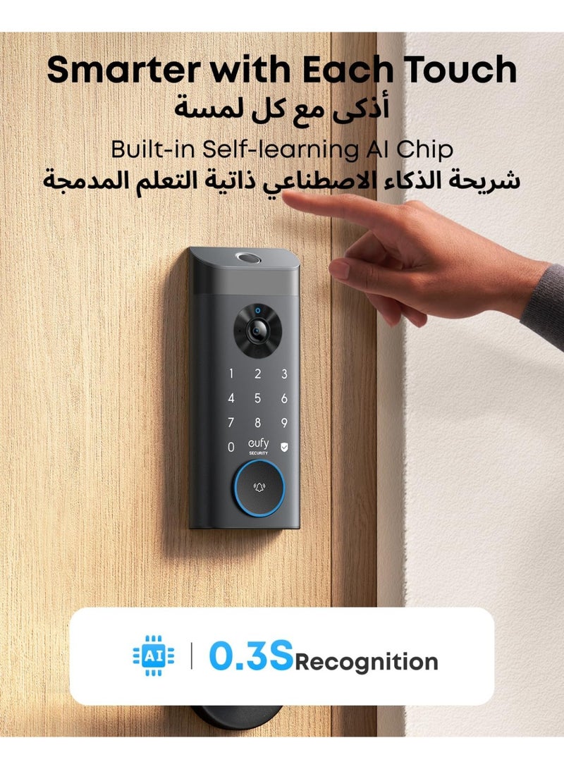 eufy Security Video Smart Lock E330, 3-in-1 Camera+Doorbell+Fingerprint Keyless Entry Door Lock, WiFi Door Lock,App Remote Control,2K HD,Doorbell Camera,No Monthly Fee - Image 5