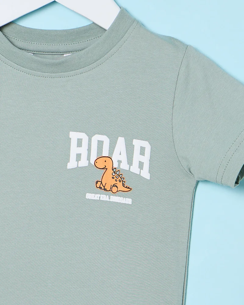 ردتاغ Infant Boys Green Printed T-Shirt