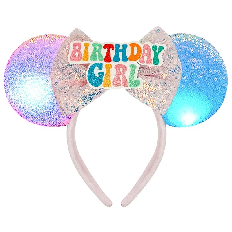 Tarocynn Mouse Ears Headbands with LED Light, 1PC Cute Sequin Birthday Headbands Light Up Park Ears for Party Favors Cosplay Costumes Accessories - Image 1