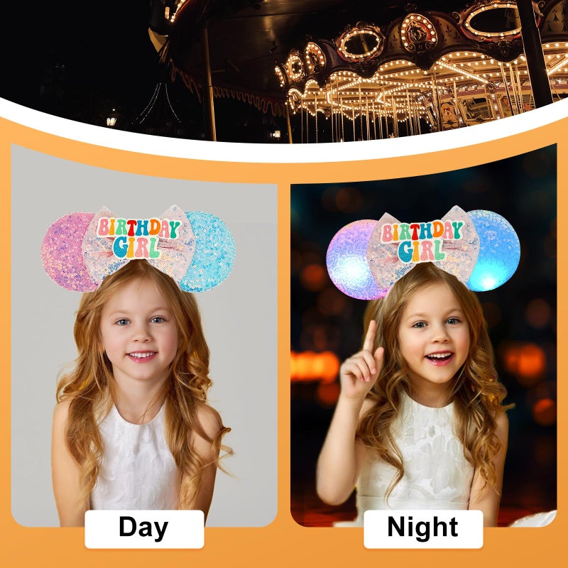 Tarocynn Mouse Ears Headbands with LED Light, 1PC Cute Sequin Birthday Headbands Light Up Park Ears for Party Favors Cosplay Costumes Accessories - Image 2