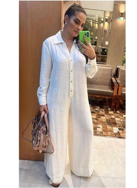 Jumpsuit with two wide legs, elegant design