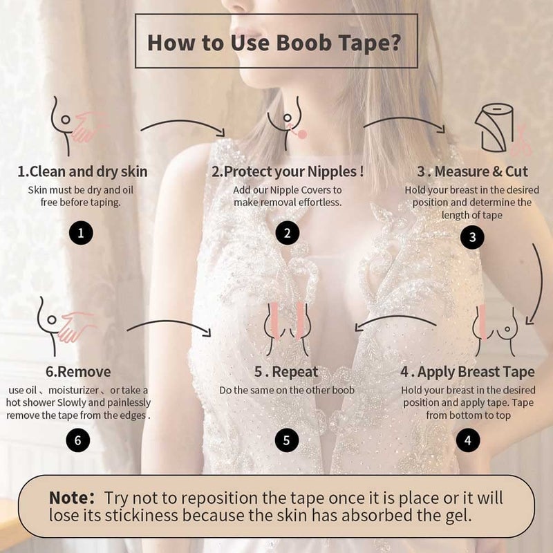 Okela Boob Tape - Breast Lift Tape for Large Breast,Body Tape for Breast Lift w 2 Pcs Breast Petal Adhesive Bra Brown - Image 5