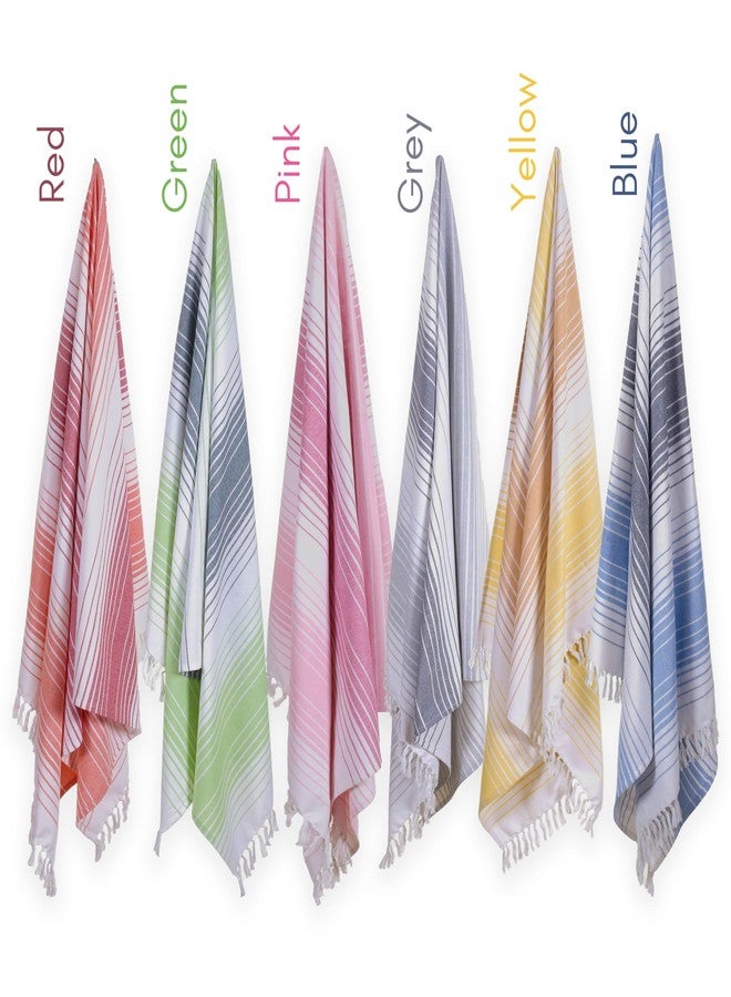 Native Fab Turkish Beach Towels - 6 Pack - Oversized 40"x71" - 100% Cotton, Lightweight, Thin, Quick Dry, Sand Free - Large Striped Towel for Adults, Travel, Bath, Swim, Camp - Multi 6 Colors - Image 4