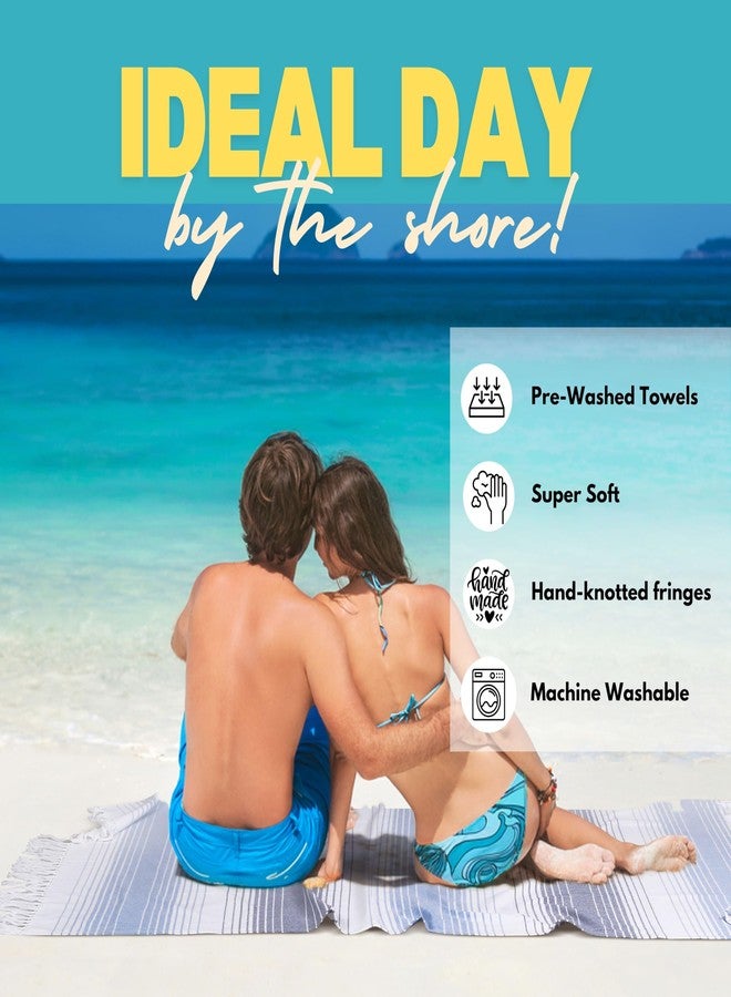 Native Fab Turkish Beach Towels - 6 Pack - Oversized 40"x71" - 100% Cotton, Lightweight, Thin, Quick Dry, Sand Free - Large Striped Towel for Adults, Travel, Bath, Swim, Camp - Multi 6 Colors - Image 3