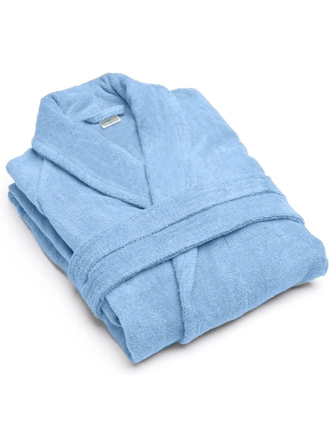 Cotton home Cotton Home Unisex Bathrobe - 100% Cotton Super Soft Highly Absorbent Lightweight Bathrobes for Women & Men - Ideal for Everyday Comfort & Relaxation SkyBlue  - Image 1
