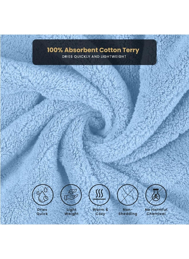Cotton home Cotton Home Unisex Bathrobe - 100% Cotton Super Soft Highly Absorbent Lightweight Bathrobes for Women & Men - Ideal for Everyday Comfort & Relaxation SkyBlue  - Image 4