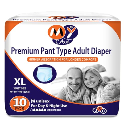 MYAID Unisex Premium Adult Diaper X-Large Size Pant Style with Higher Absorption & Longer Comfort,Anti-Bacterial Absorbent Core– XL Size for Secure Fit and All-Day Protection – (10 Count,Pack of 1) - Image 1