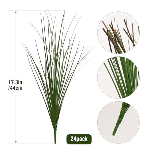 Ttranewsoo 24PCS Realistic Minimalist Artificial Grass, Green, 17 inches, Plastic, Perfect for Indoor and Outdoor Decoration - Image 3