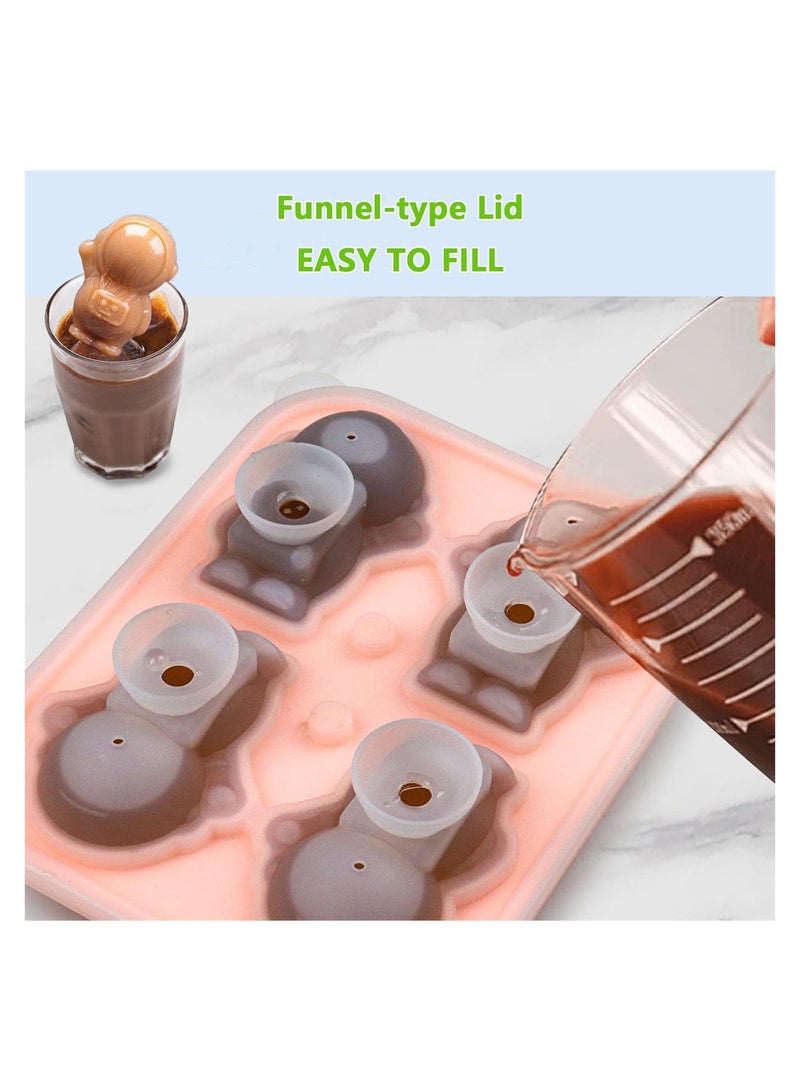 SYOSI Astronaut Ice Cube Mold, Cute Spaceman Shape Ice Cube Tray, 4 Astronaut Ice Balls for Chilling Drinks, Silicone Ice Mold Mold - Image 3