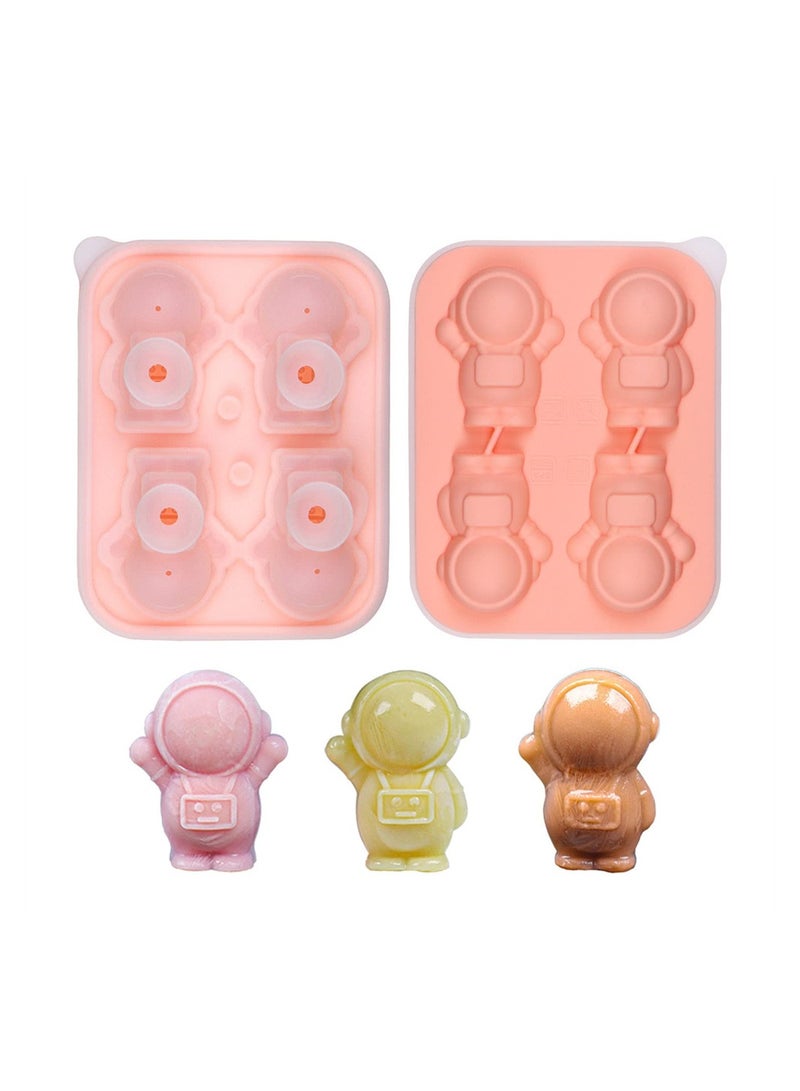 SYOSI Astronaut Ice Cube Mold, Cute Spaceman Shape Ice Cube Tray, 4 Astronaut Ice Balls for Chilling Drinks, Silicone Ice Mold Mold - Image 1