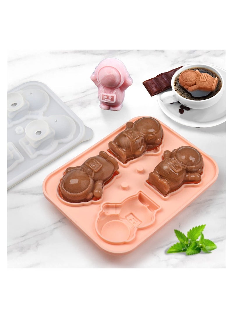 SYOSI Astronaut Ice Cube Mold, Cute Spaceman Shape Ice Cube Tray, 4 Astronaut Ice Balls for Chilling Drinks, Silicone Ice Mold Mold - Image 4