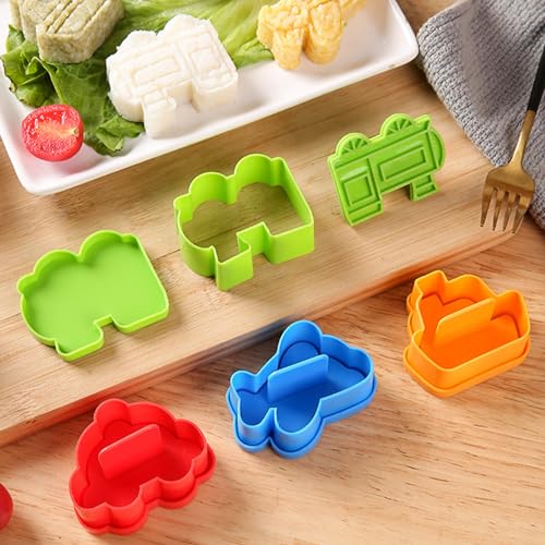 Chchmu Rice Ball Mold Sandwich Cutter Non-Stick Sushi Making Kit Cartoon Transportation Plane Ship Car Train Rice Balls - Image 2