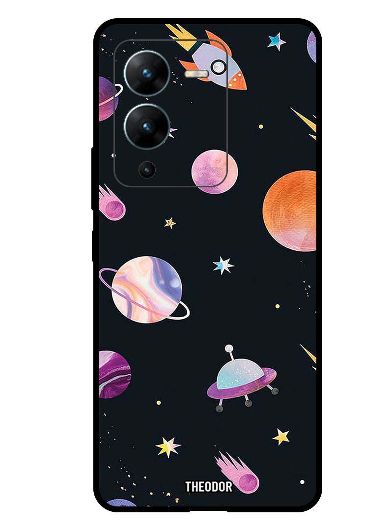 Theodor Protective Case Anti Scratch Shock Proof Bumper Cover For  Vivo V25 Pro Planets Pattern - Image 1