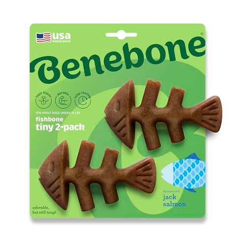 Benebone Tiny 2Pack Fishbone Durable Dog Chew Toys Real Fish Flavor Made in USA - Image 1