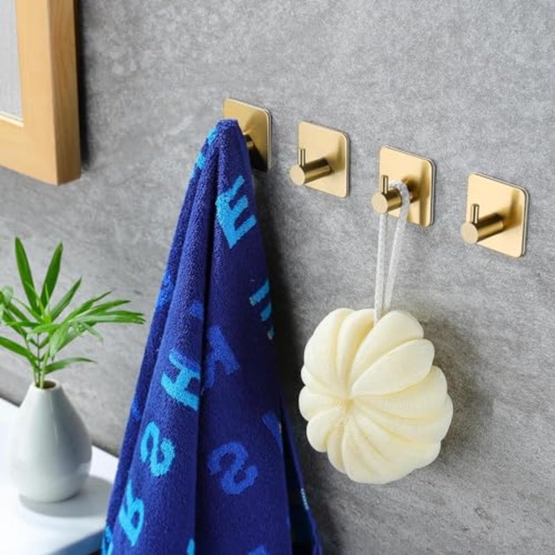 Adhesive Hooks, Heavy Duty Stainless Steel Wall Hooks, Waterproof Wall Hooks for Hanging Coats, Hats, Towels, Bathroom, Kitchen, Bedrooms, Adhesive Hooks, Multipurpose Hooks; 2 Pack - Image 4