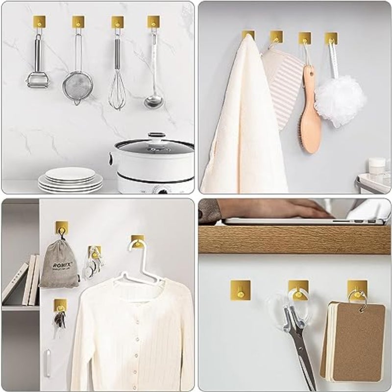 Adhesive Hooks, Heavy Duty Stainless Steel Wall Hooks, Waterproof Wall Hooks for Hanging Coats, Hats, Towels, Bathroom, Kitchen, Bedrooms, Adhesive Hooks, Multipurpose Hooks; 2 Pack - Image 5