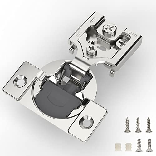 Furniware 10 Pieces 3/8 inch Overlay Soft Close Cabinet Hinges for Face Frame Cabinet, Stainless Steel, 105° Opening Angle, Concealed Self Closing Door Hinges- 3 Way Adjustment - Image 1
