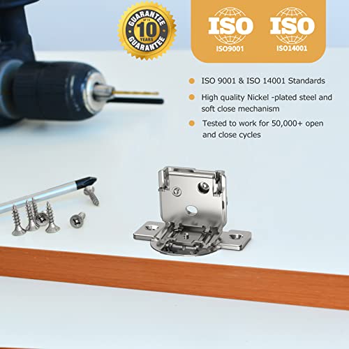 Furniware 10 Pieces 3/8 inch Overlay Soft Close Cabinet Hinges for Face Frame Cabinet, Stainless Steel, 105° Opening Angle, Concealed Self Closing Door Hinges- 3 Way Adjustment - Image 5