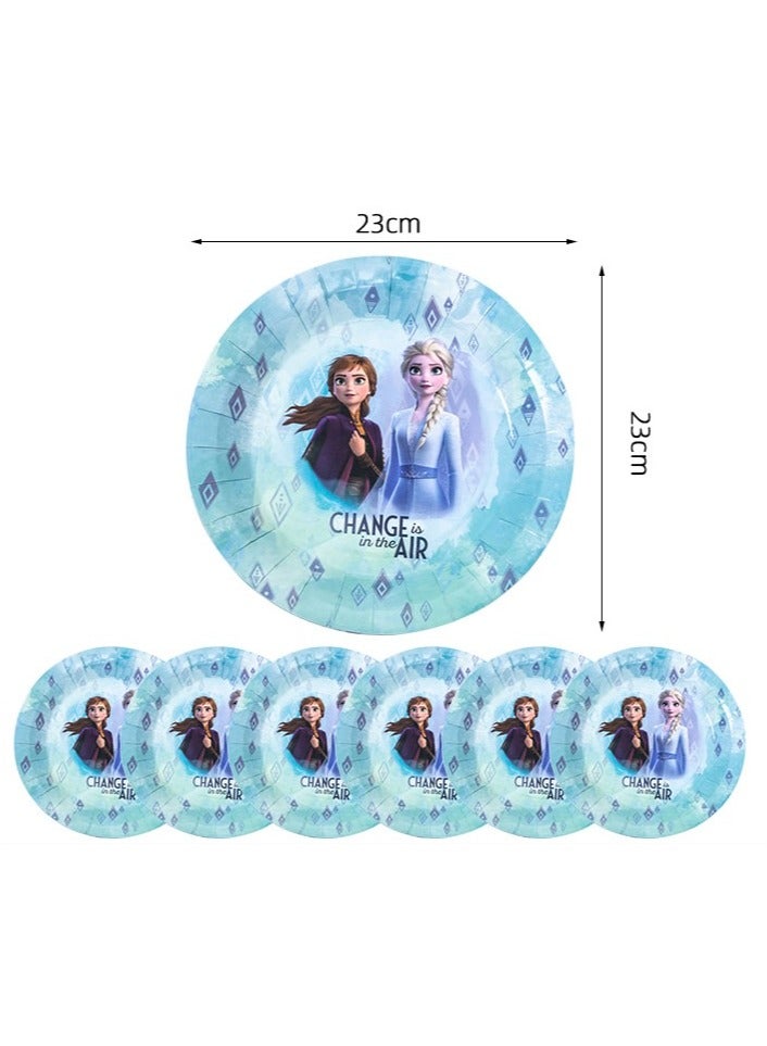 180 pcs Frozen Theme Princess Anna Elsa Party Disposable Tableware, Party Supplies, Kids Favor Happy Birthday Decoration Props, Baby shower tableware kit with plates, forks, knifes 16 items for Girls