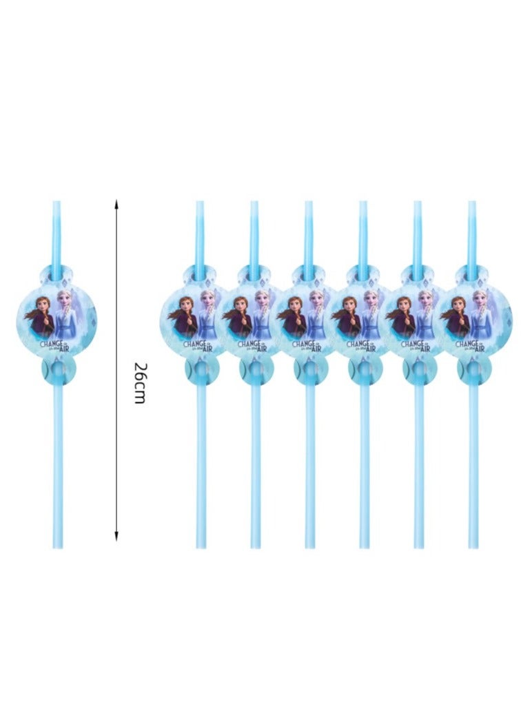 180 pcs Frozen Theme Princess Anna Elsa Party Disposable Tableware, Party Supplies, Kids Favor Happy Birthday Decoration Props, Baby shower tableware kit with plates, forks, knifes 16 items for Girls