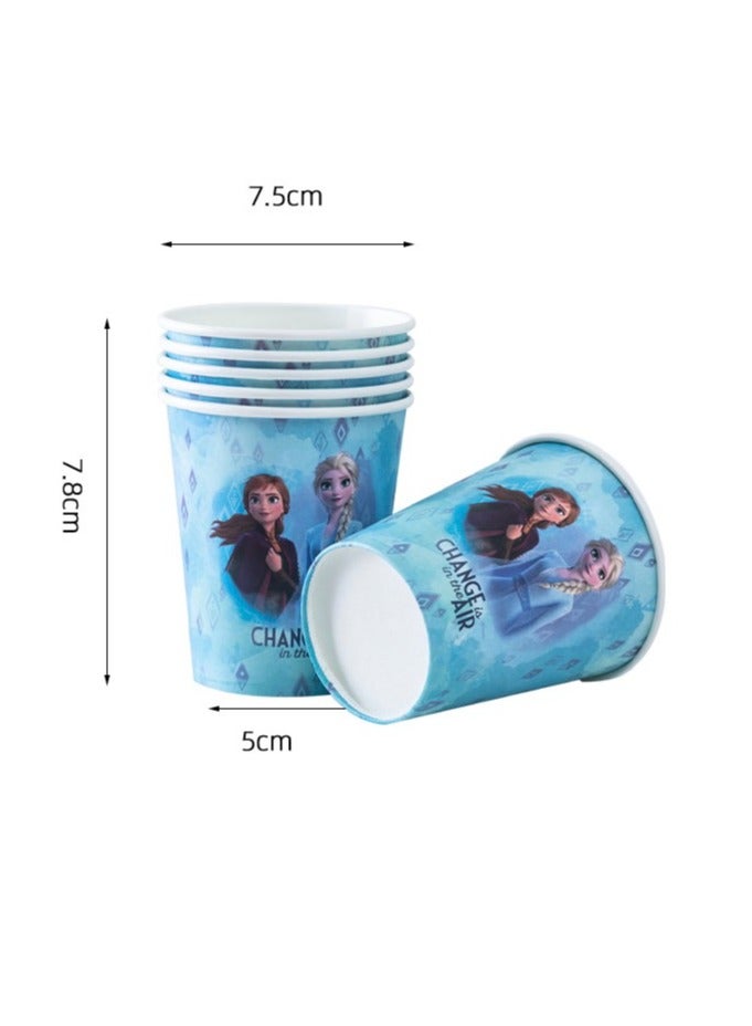 180 pcs Frozen Theme Princess Anna Elsa Party Disposable Tableware, Party Supplies, Kids Favor Happy Birthday Decoration Props, Baby shower tableware kit with plates, forks, knifes 16 items for Girls