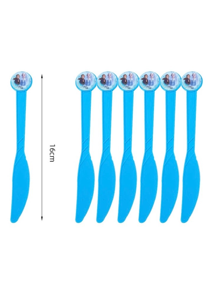 180 pcs Frozen Theme Princess Anna Elsa Party Disposable Tableware, Party Supplies, Kids Favor Happy Birthday Decoration Props, Baby shower tableware kit with plates, forks, knifes 16 items for Girls
