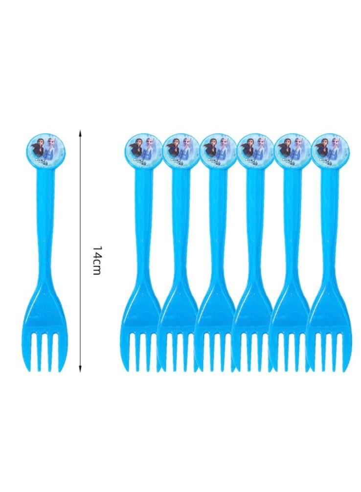 180 pcs Frozen Theme Princess Anna Elsa Party Disposable Tableware, Party Supplies, Kids Favor Happy Birthday Decoration Props, Baby shower tableware kit with plates, forks, knifes 16 items for Girls