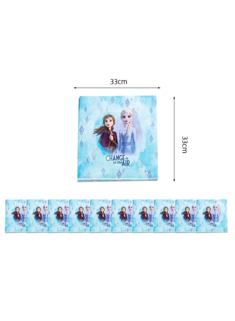 180 pcs Frozen Theme Princess Anna Elsa Party Disposable Tableware, Party Supplies, Kids Favor Happy Birthday Decoration Props, Baby shower tableware kit with plates, forks, knifes 16 items for Girls