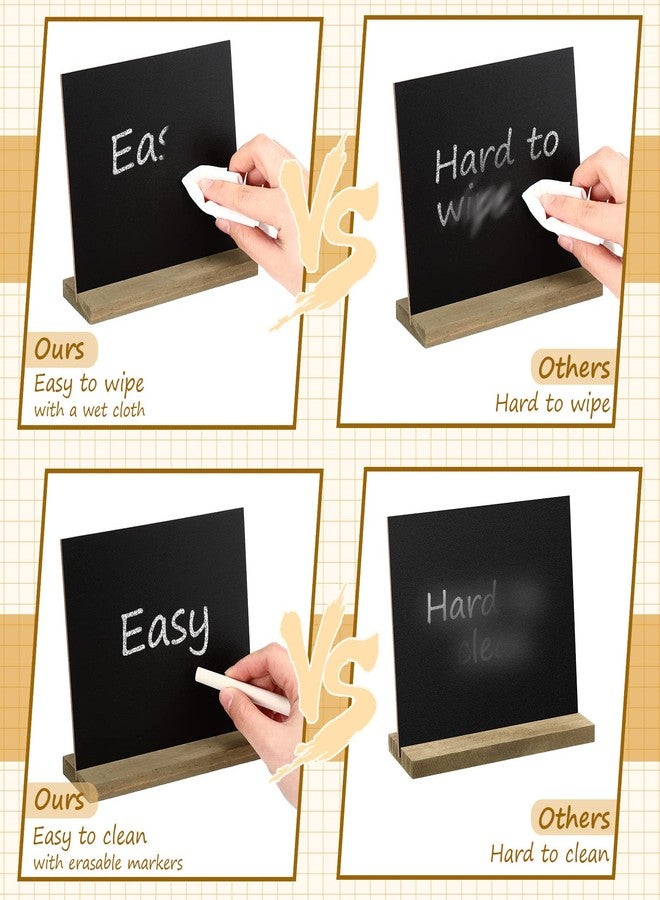 Queekay 36 Pcs Mini Chalkboard Signs Tabletop with Stand 5 x 6 Inch Wooden Chalkboard Sign Vintage Chalk Board Sign Decorative Centerpieces for Food Signs Table Numbers Message Boards Party Supplies - Image 3