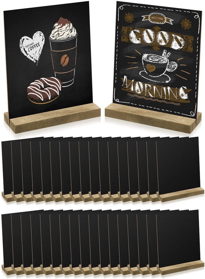 Queekay 36 Pcs Mini Chalkboard Signs Tabletop with Stand 5 x 6 Inch Wooden Chalkboard Sign Vintage Chalk Board Sign Decorative Centerpieces for Food Signs Table Numbers Message Boards Party Supplies - Image 1