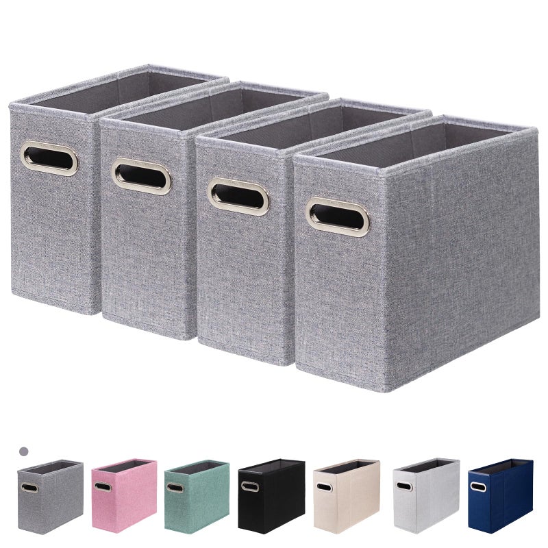 ComfortKeeper 4 Packs Letter Size File Organizer, File Folders Organizer, Fabric Storage Box, Collapsible Paper Organizer with Metal Handle, Smooth PVC Rails, Only Box (Gray) - Image 1