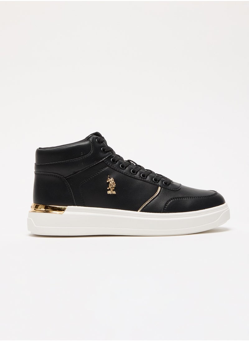 U.S. Polo Assn. Women's Black High-Top Sneakers with Golden Accents - Sleek and Modern Design  - Image 1
