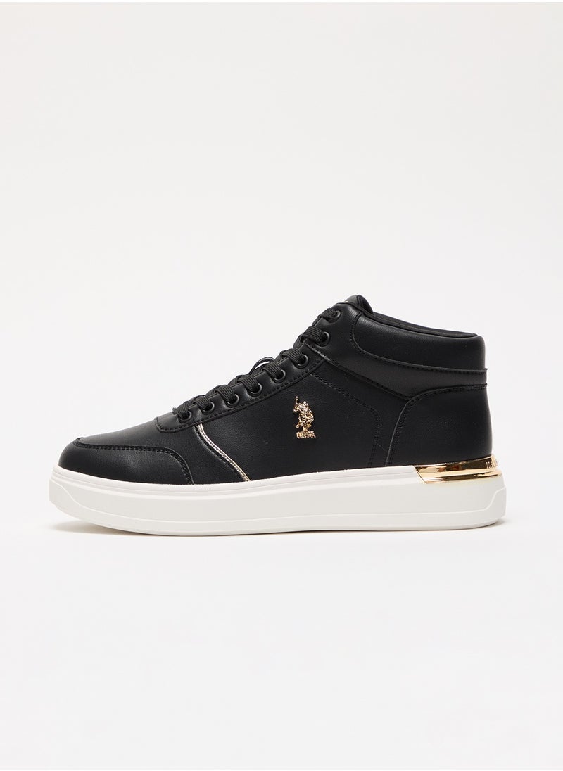 U.S. Polo Assn. Women's Black High-Top Sneakers with Golden Accents - Sleek and Modern Design  - Image 2