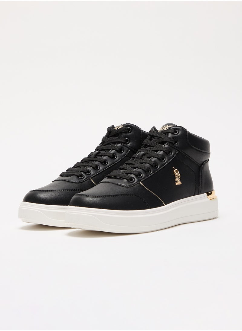 U.S. Polo Assn. Women's Black High-Top Sneakers with Golden Accents - Sleek and Modern Design  - Image 5