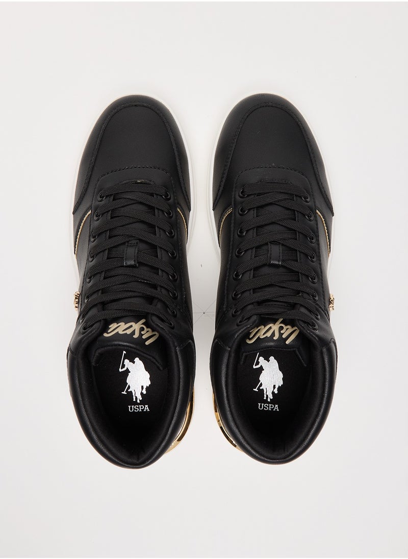 U.S. Polo Assn. Women's Black High-Top Sneakers with Golden Accents - Sleek and Modern Design  - Image 3