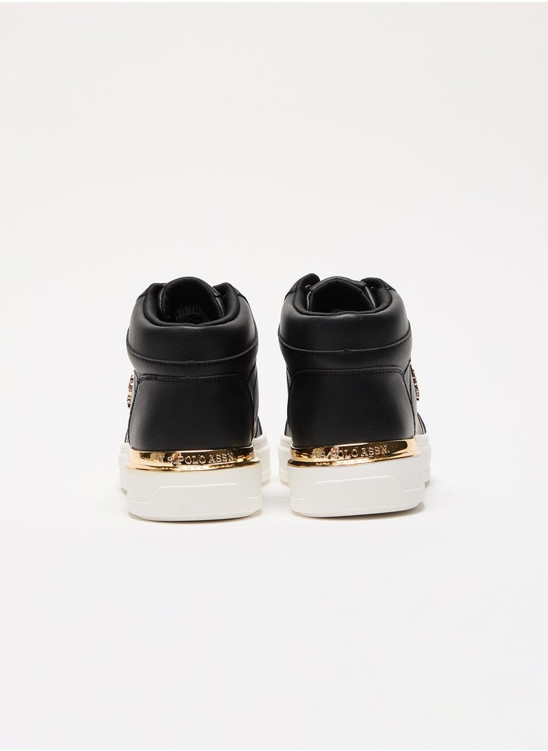 U.S. Polo Assn. Women's Black High-Top Sneakers with Golden Accents - Sleek and Modern Design  - Image 4