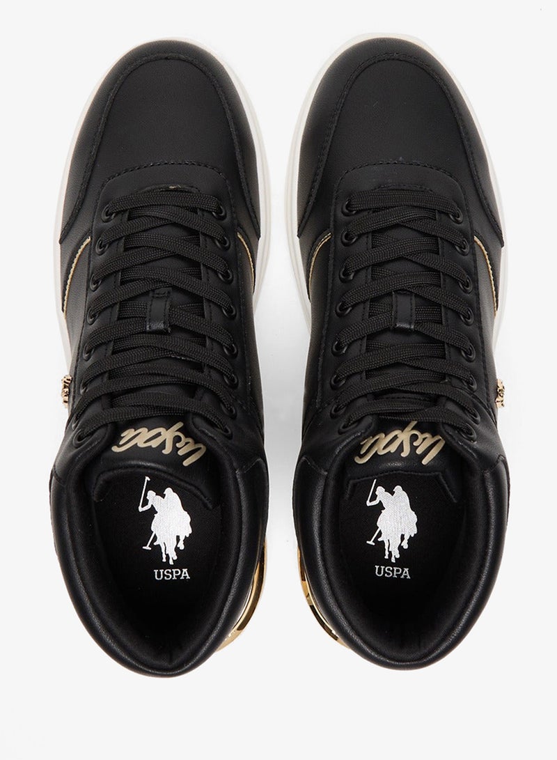 يو اس بولو اسن سنيكرز نسائي أسود عالي مع لمسات ذهبية - تصميم أنيق وعصري - Image 4