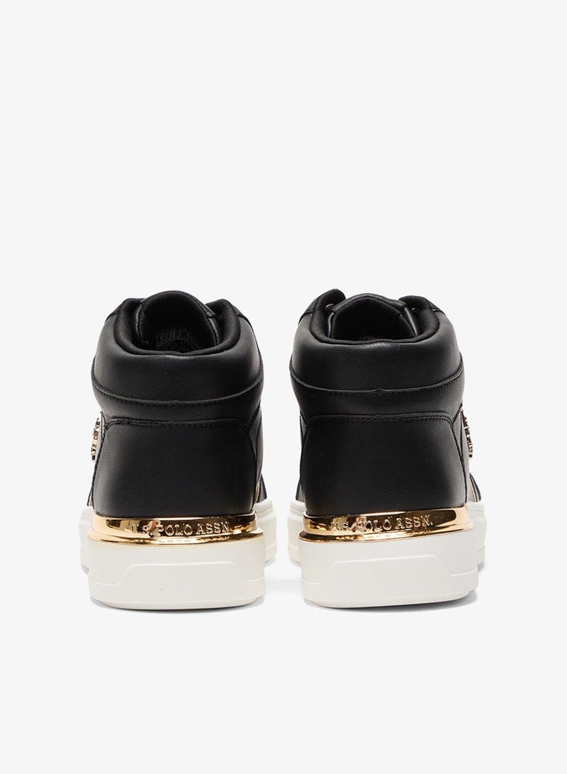 يو اس بولو اسن سنيكرز نسائي أسود عالي مع لمسات ذهبية - تصميم أنيق وعصري - Image 5