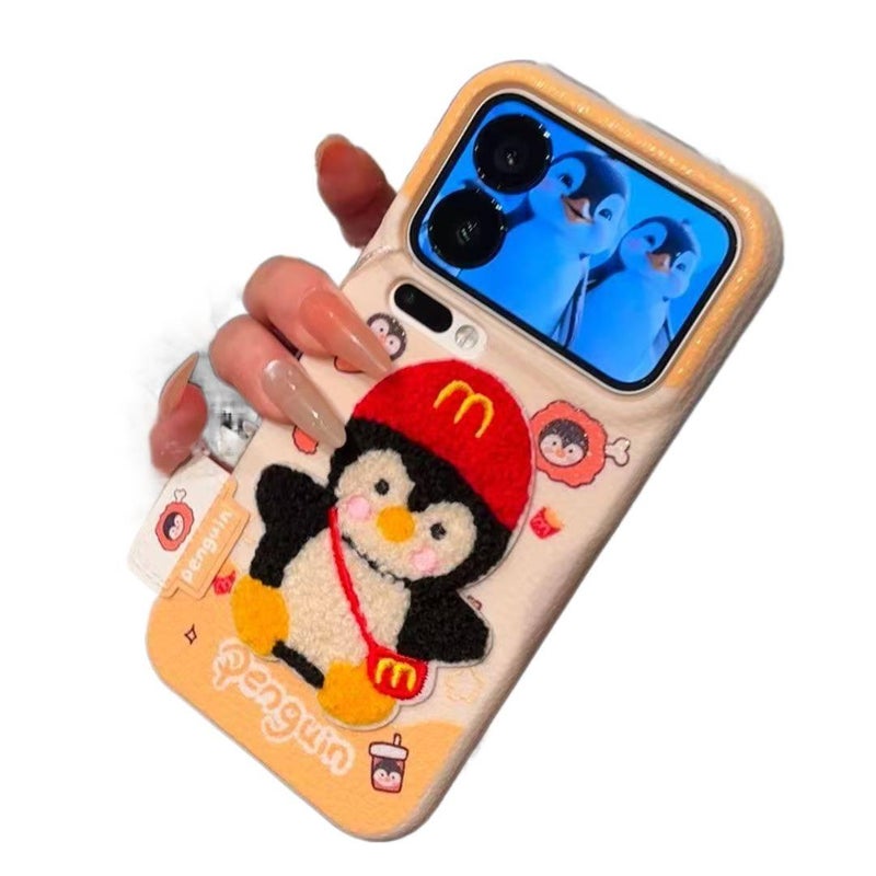 Protective Case | White | Drop Protection | Embroidery Penguin Pattern | Silicone | Shockproof Cover for iPhone 14 / 14 Plus / 14 Pro / 14 Pro Max - Image 5