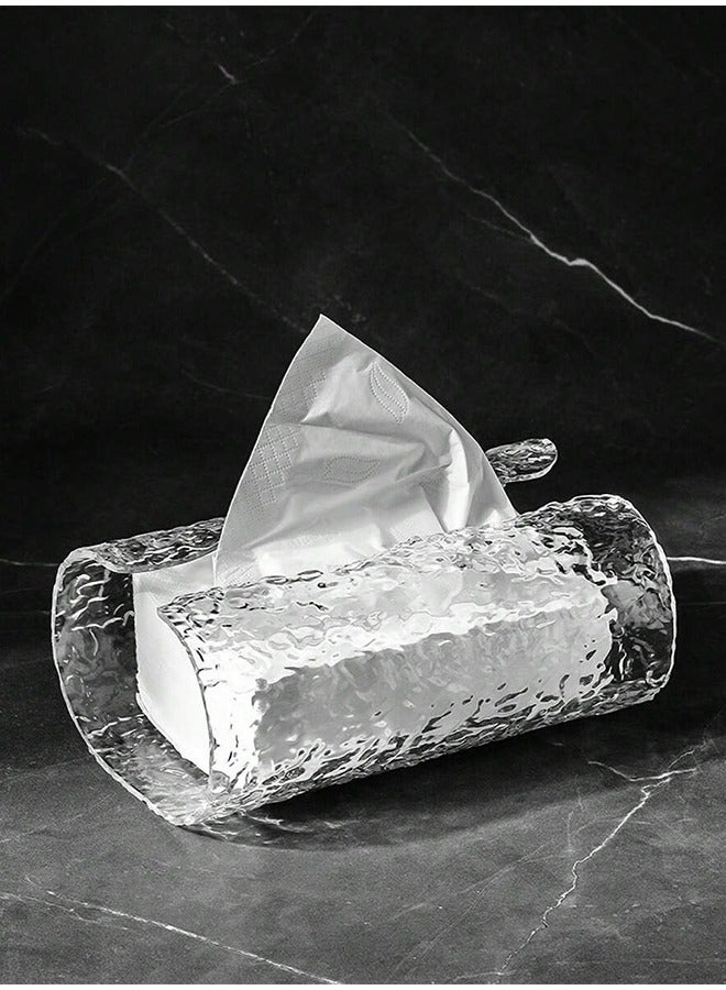 Clear Tissue Box Storage Box, Oval Bathroom Face Tissue Holder, Luxury Tissue Organizer for Living Room Coffee Table Traditional Wave Design - Image 1