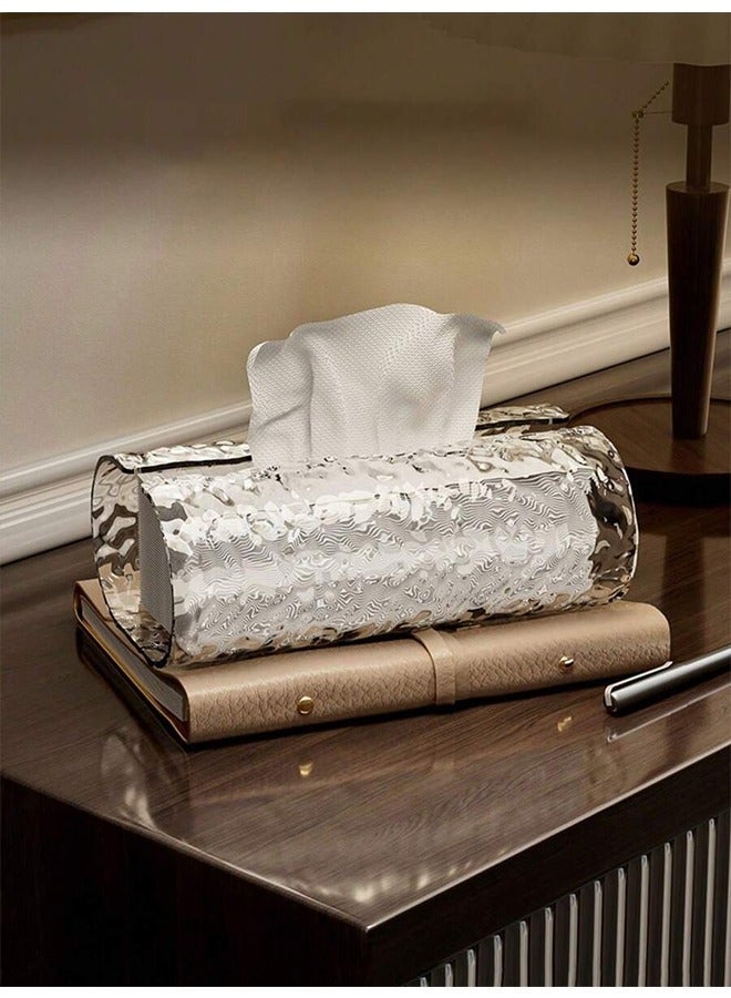 KOOKNA Tissue Storage Box, Tissue Holder with Oval Water Ripple Design, Tissue Organizer for Living Room Coffee Table, Elegant Transparent Paper Dispenser for Bathroom and Vanity - Image 2