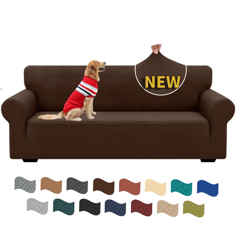XINEAGE 2025 New 1 Piece Couch Covers for 3 Cushion Couch 7991 Stretch Sofa Cover Slipcover Pet Friendly Soft Washable Furniture Protector with Elastic Bottom for KidsDog Sofa Coffee