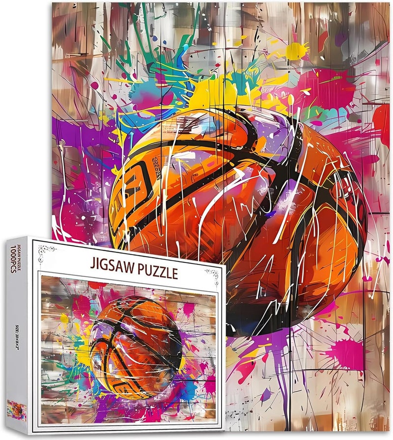 Tucocoo 1000 Piece Jigsaw Puzzles for AdultsSports Graffiti Basketball Jigsaw PuzzlesFunny Ball Sports Graffiti Street Banksy PuzzleChallenging Family Activity Perfect for Game NightsPuzzle Wall Art Decor - Image 1